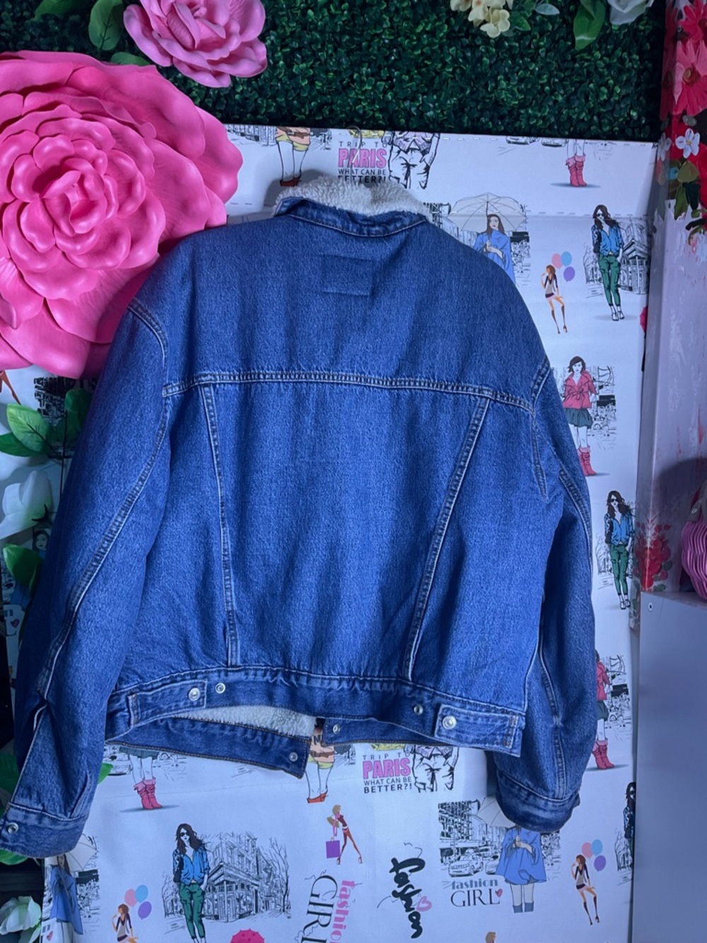 Levi's Blue Denim Jacket with White Sherpa Collar - Picture 5 of 5